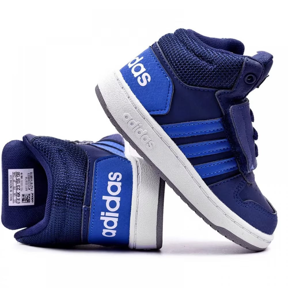 Sneakers Adidas "Hoops Mid 2.0" nere e blu da bambino