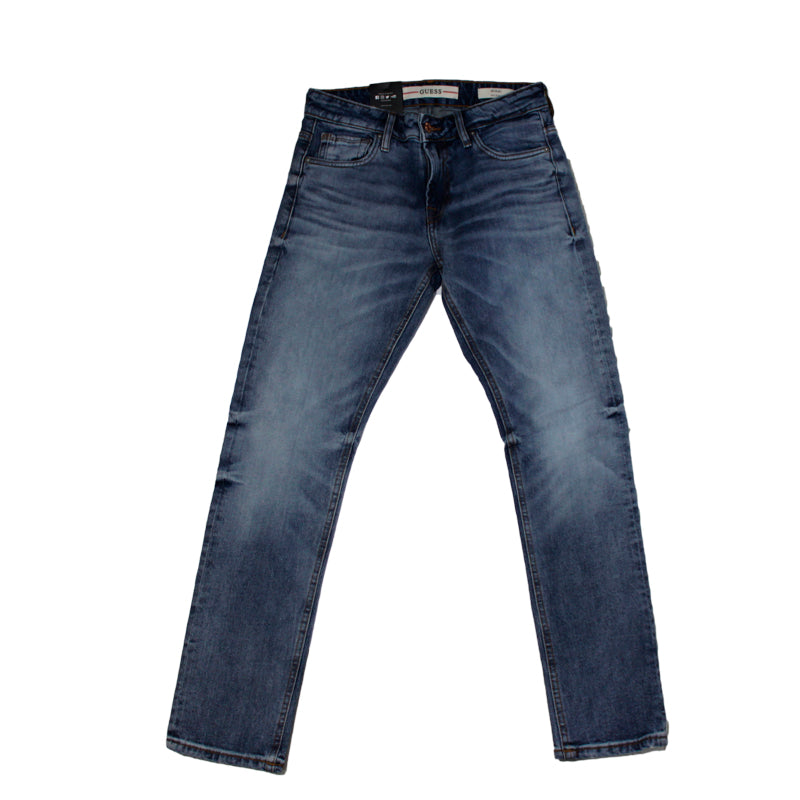 Jeans Blu Scuro in Denim Stretch con Effetto Sfumato