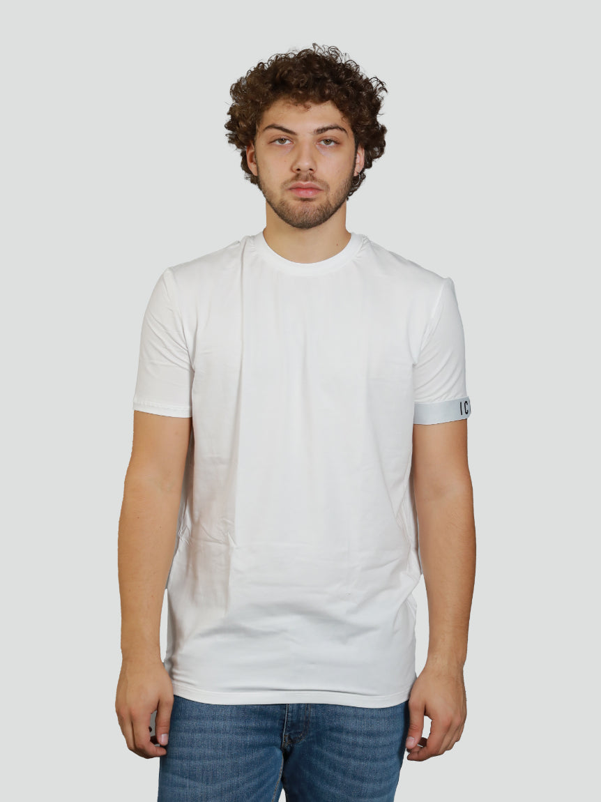 T-shirt Dsquared2 Bianca con Logo ICON in Cotone