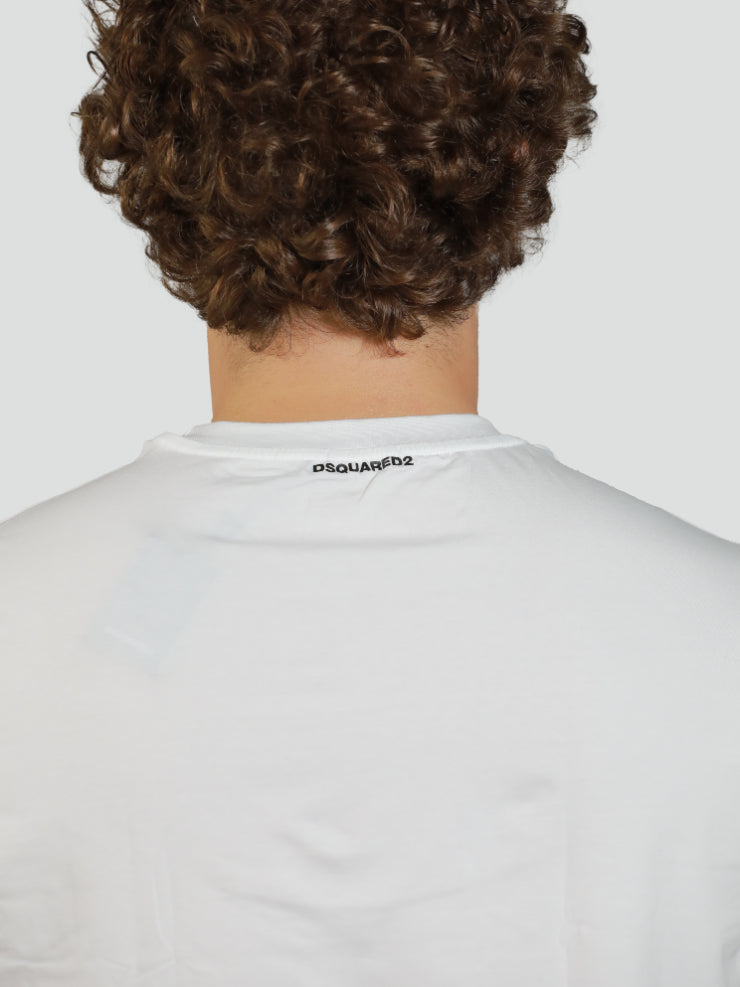 T-shirt Dsquared2 Bianca con Logo ICON in Cotone