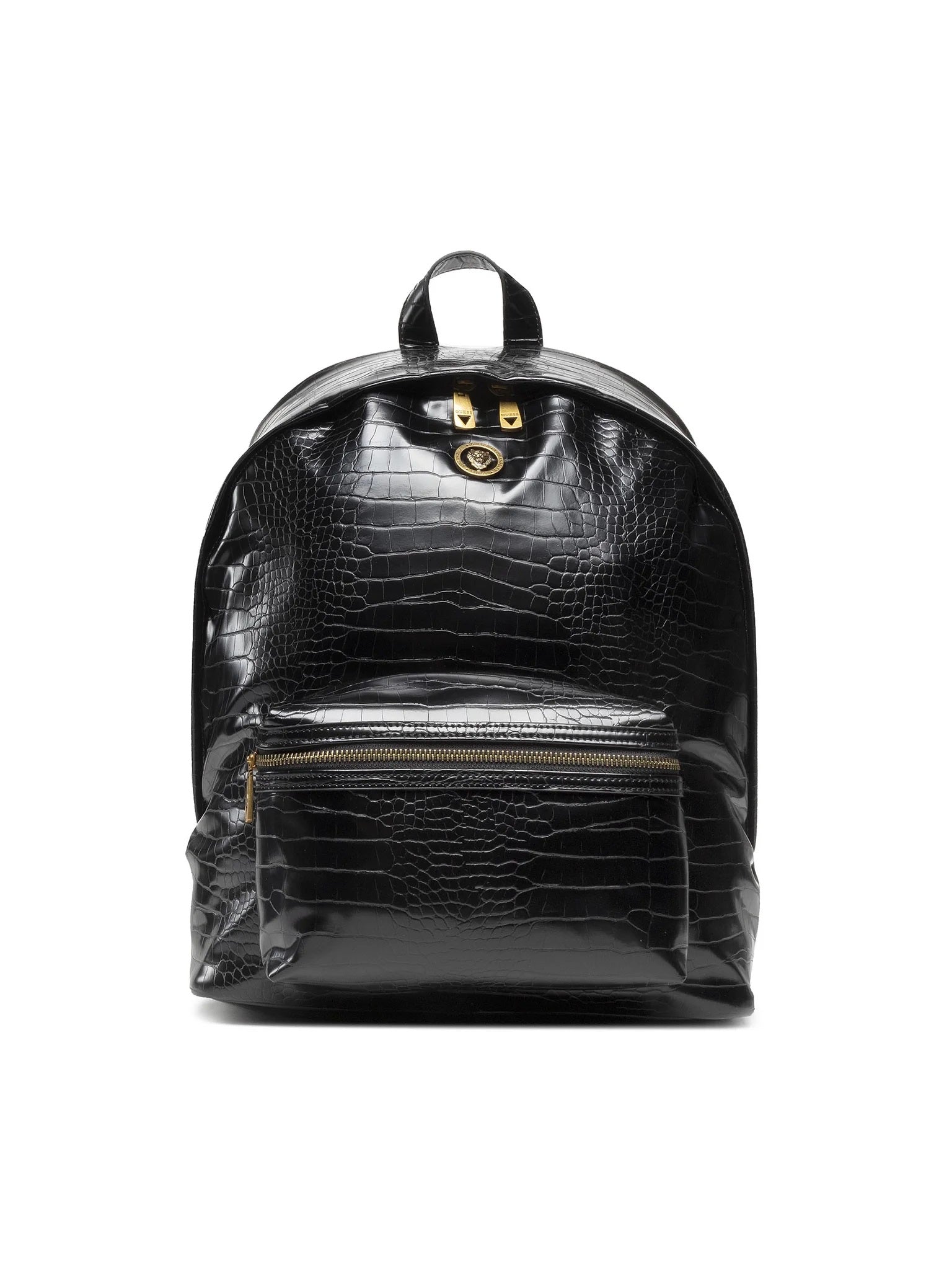 Zaino "Evening Lion" effetto cocco nero con dettagli oro e tasca laptop