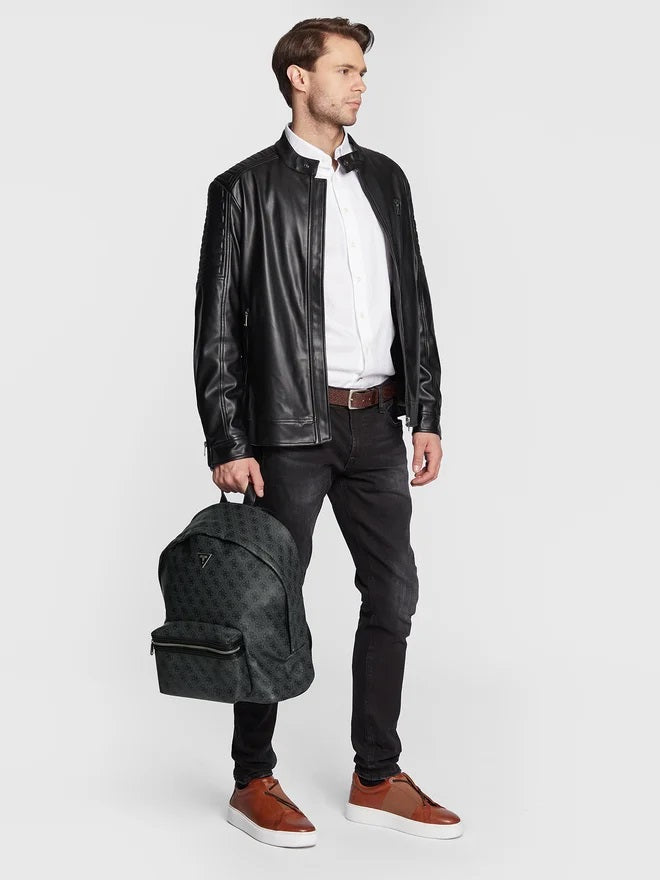 Zaino "Vezzola" Nero con Logo All-Over e Tasca Porta PC
