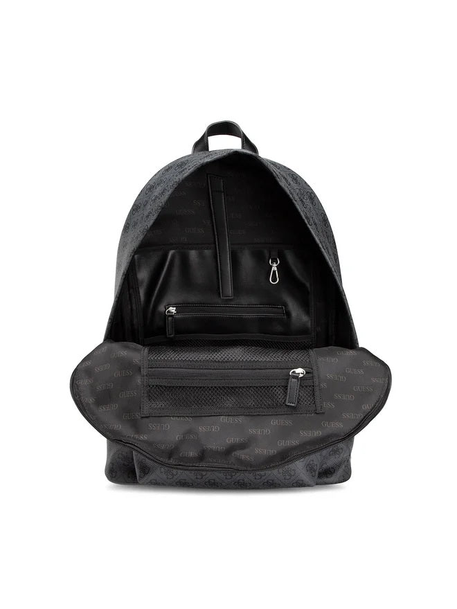 Zaino "Vezzola" Nero con Logo All-Over e Tasca Porta PC
