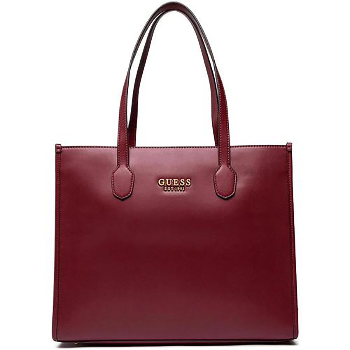 Shopper Guess "Silvana" merlot in simil pelle con tasca posteriore