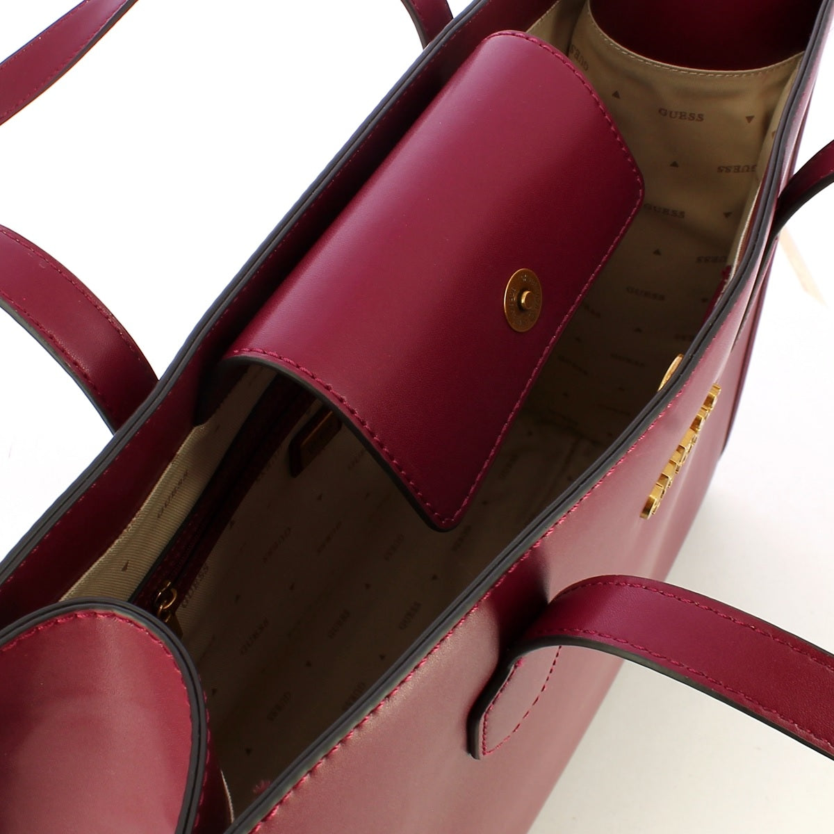 Shopper Guess "Silvana" merlot in simil pelle con tasca posteriore