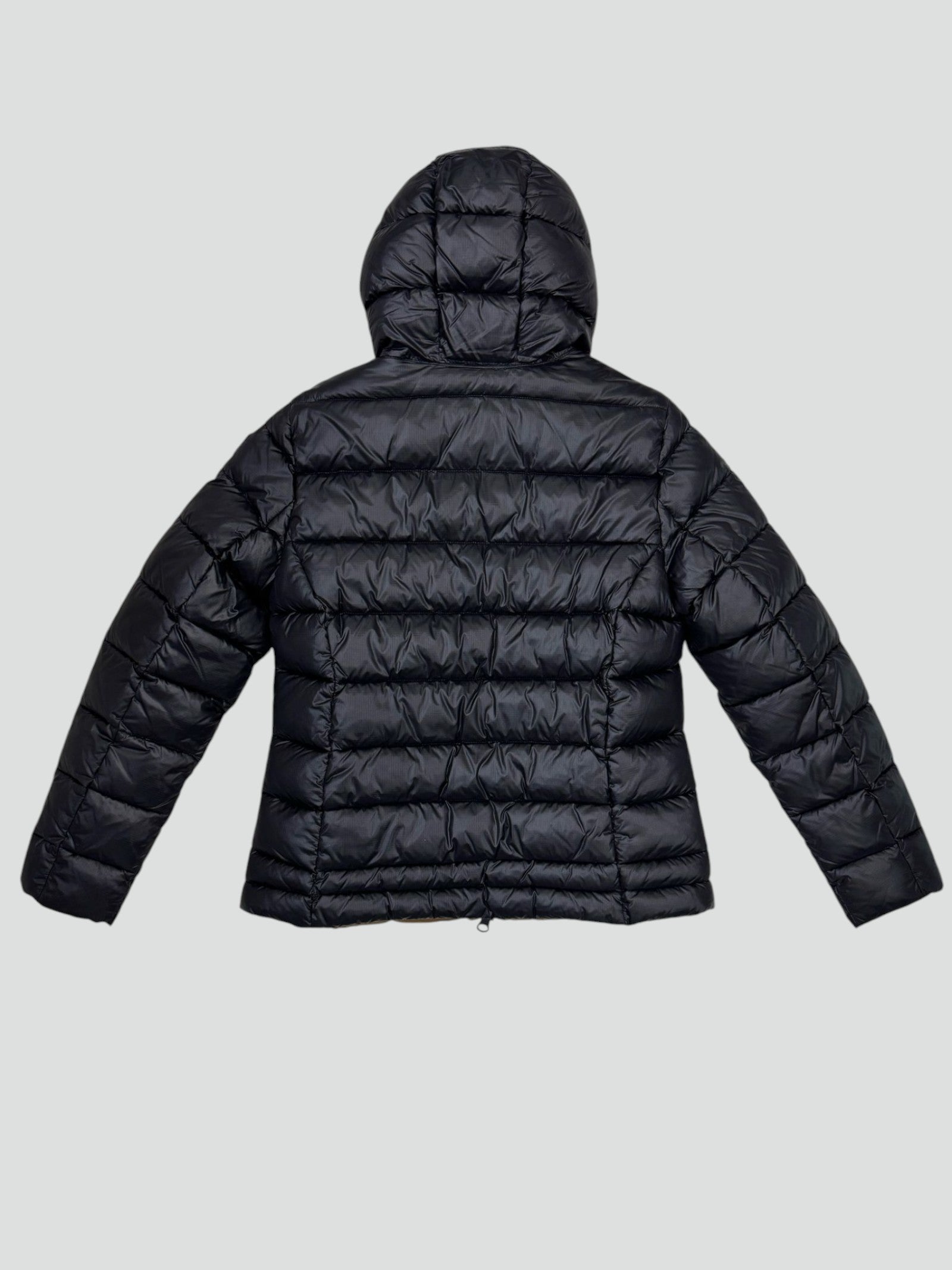 Piumino Blauer donna in nylon micro-rip nero con interno marrone