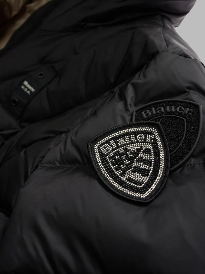 Piumino Lungo "Althea" Nero con Bordo in Pelliccia