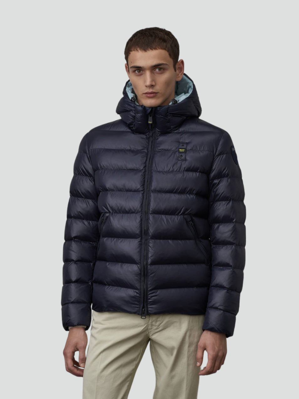 Piumino blu "Adams" in Eco Nylon con Cappuccio e Imbottitura