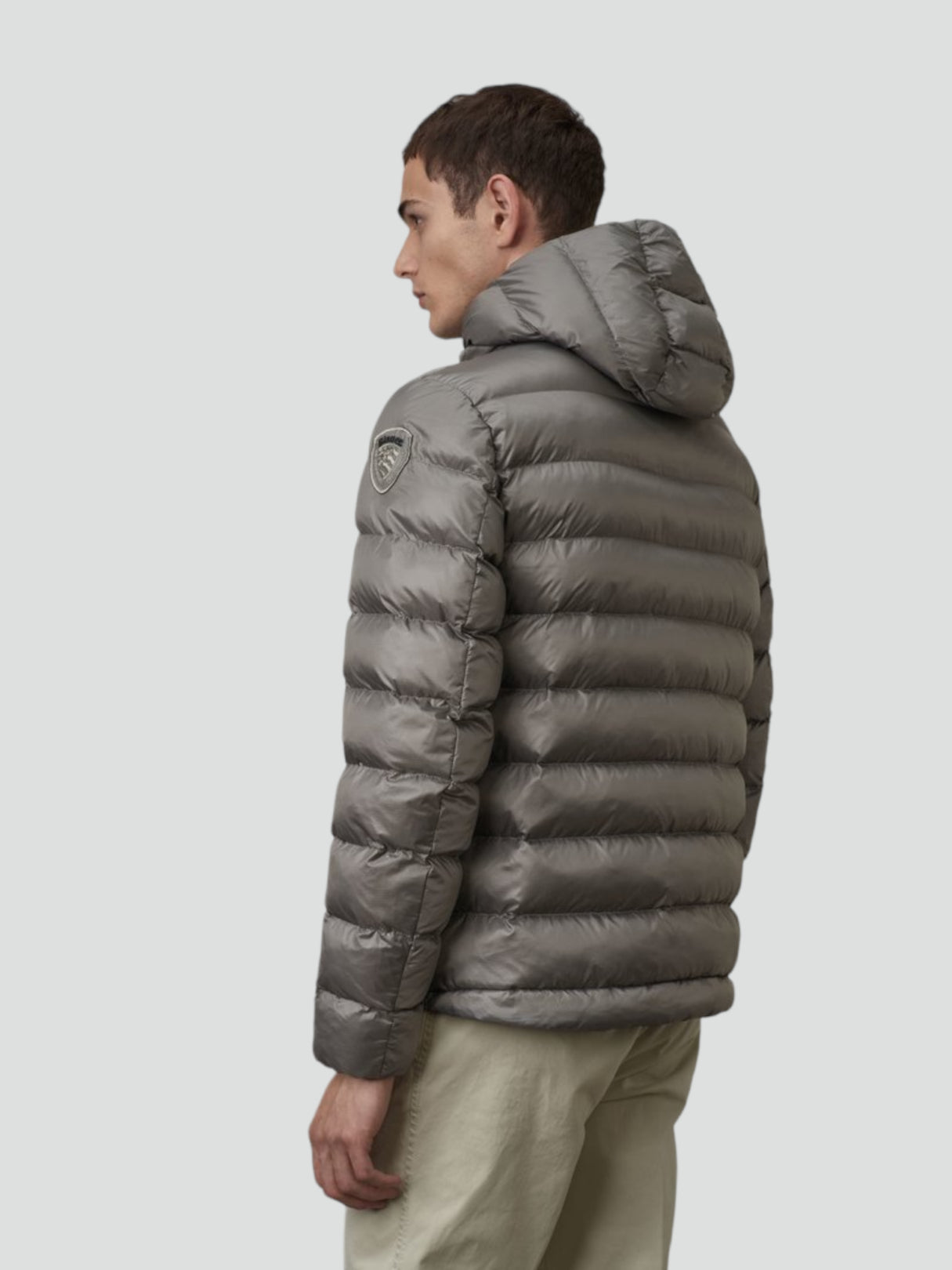 Piumino grigio "Adams" in Eco Nylon con Cappuccio e Imbottitura