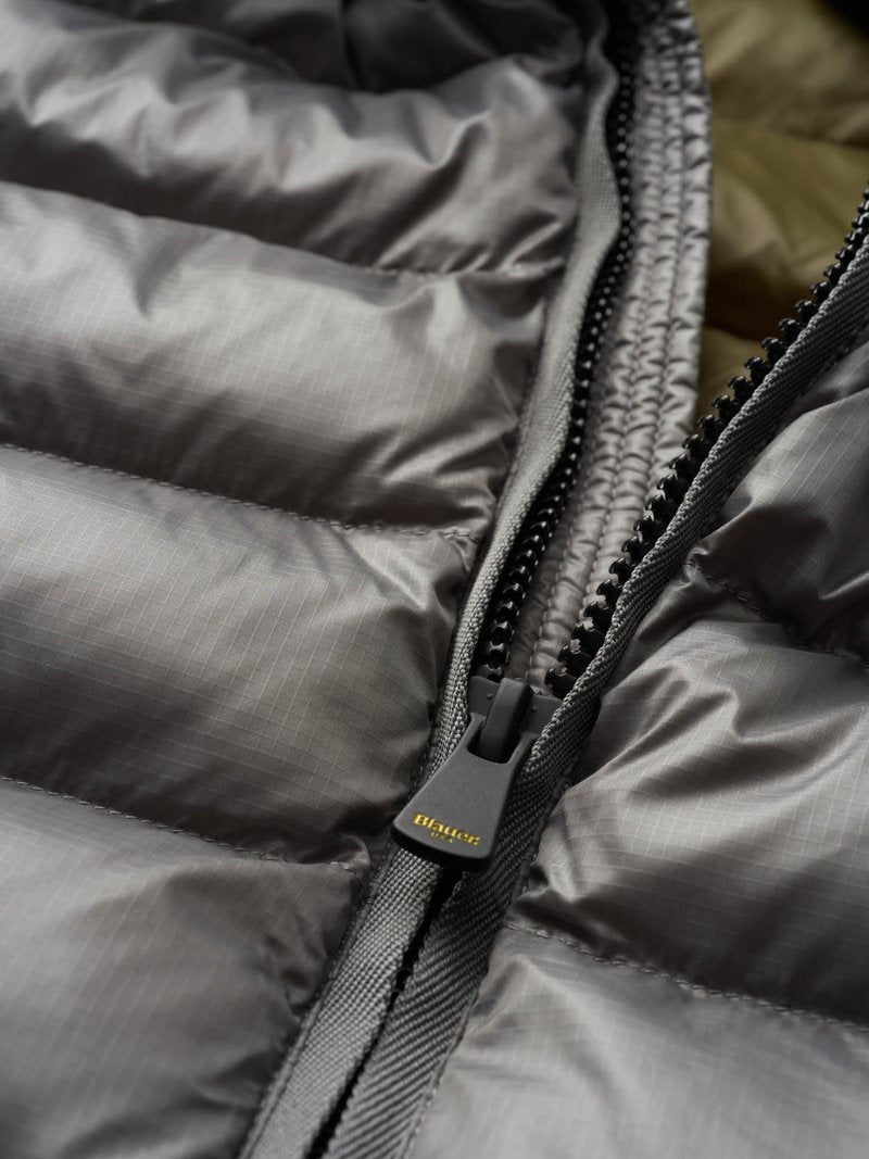 Piumino grigio "Adams" in Eco Nylon con Cappuccio e Imbottitura