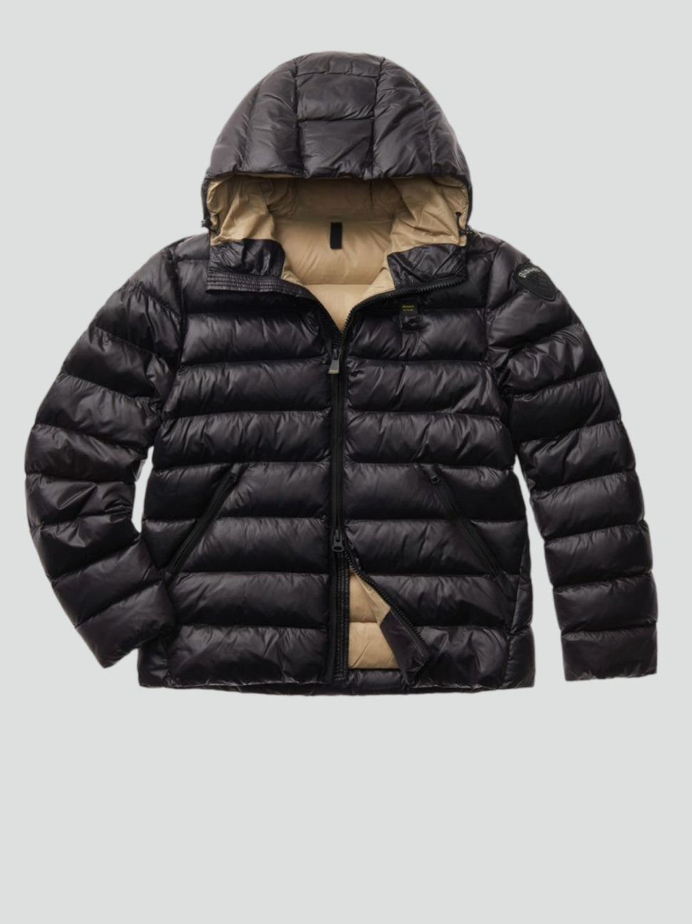 Piumino Nero "Adams" in Eco Nylon Micro-Rip con Cappuccio