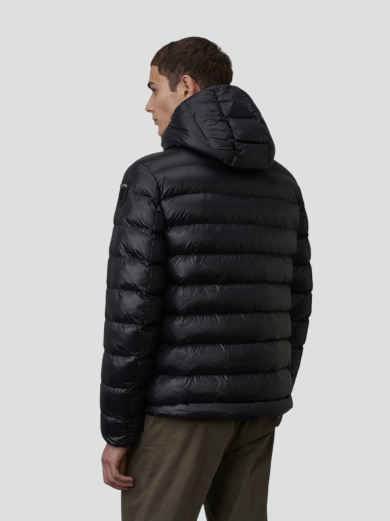 Piumino Nero "Adams" in Eco Nylon Micro-Rip con Cappuccio
