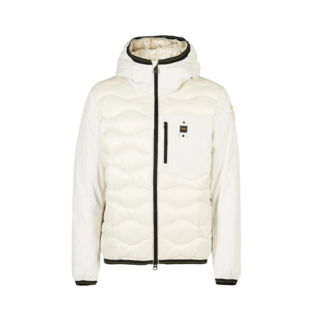 Piumino Uomo Monocromatico in Nylon e Neoprene bianco
