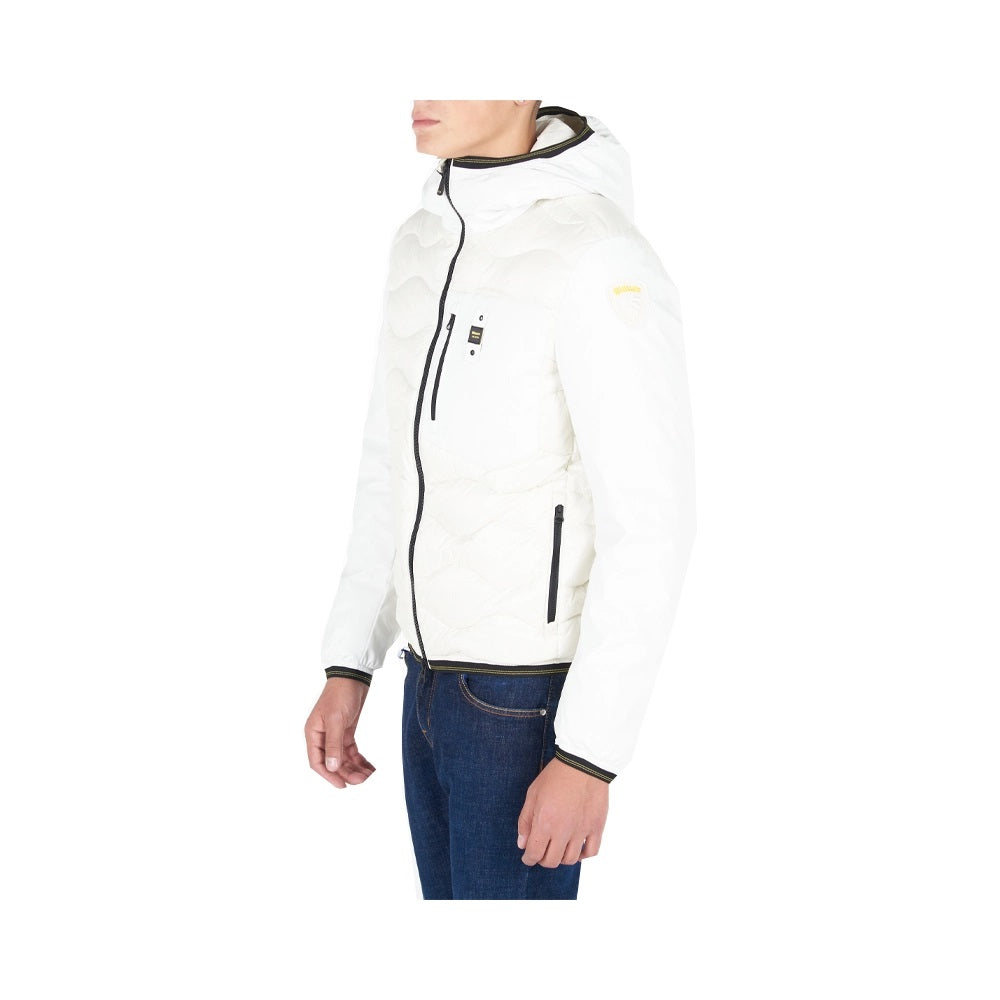 Piumino Uomo Monocromatico in Nylon e Neoprene bianco