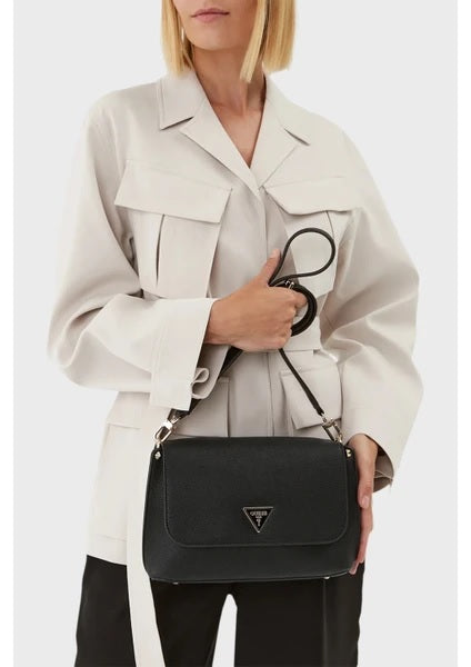 Borsa a Tracolla Guess "Meridian Flap" Nera in Similpelle