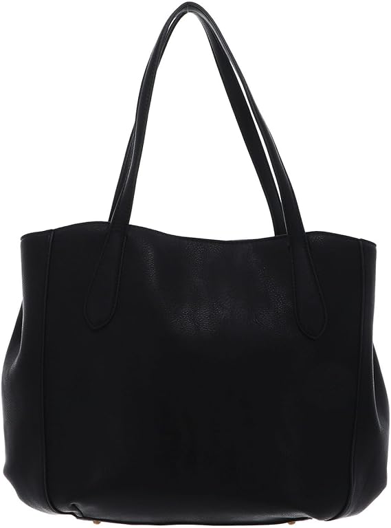 Shopper Guess nera in ecopelle con zip laterali e triplo comparto