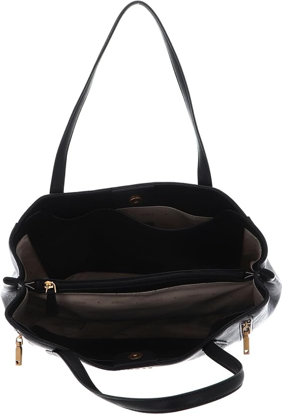 Shopper Guess nera in ecopelle con zip laterali e triplo comparto