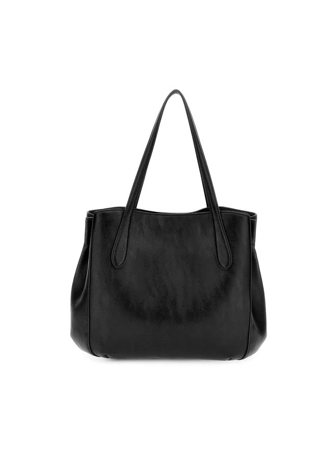 Shopper Guess nera in ecopelle con zip laterali e triplo comparto