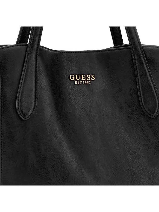 Shopper Guess nera in ecopelle con zip laterali e triplo comparto