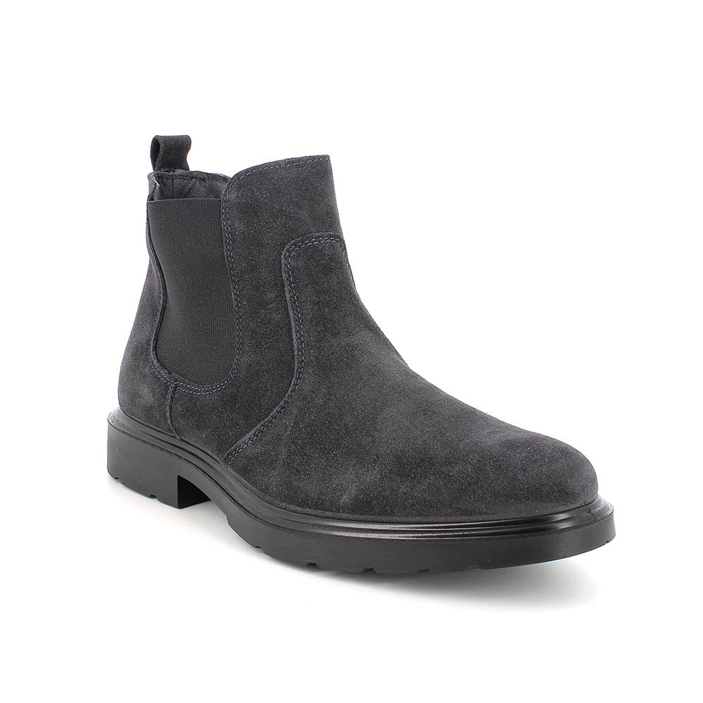 Stivaletti Beatles Uomo Blu Scuro in Pelle con Elastico Laterale