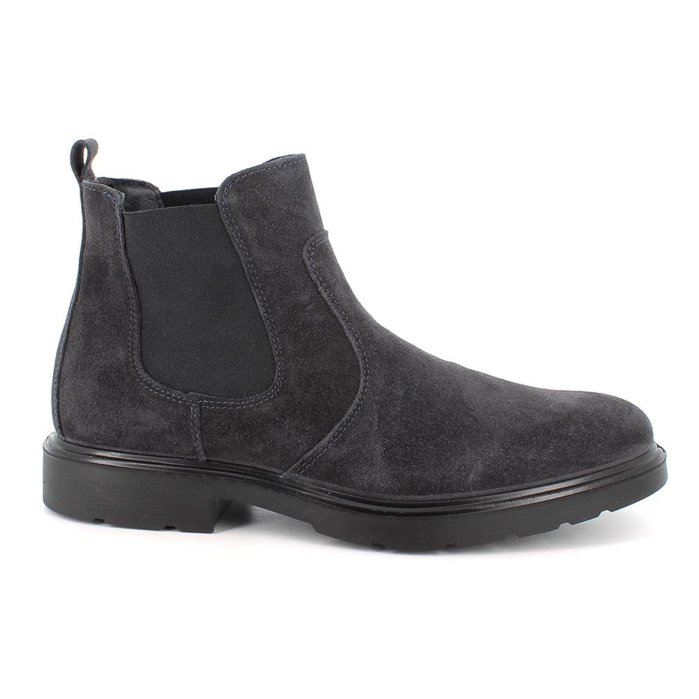 Stivaletti Beatles Uomo Blu Scuro in Pelle con Elastico Laterale
