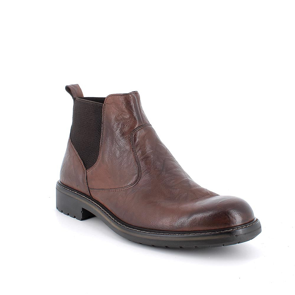Stivaletti Beatles in pelle marrone legno con elastico e suola estraibile
