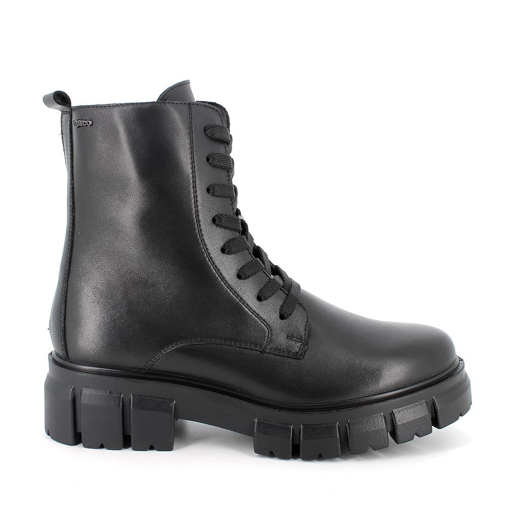 Anfibi Donna Neri in Pelle con Zip Laterale e Suola Chunky