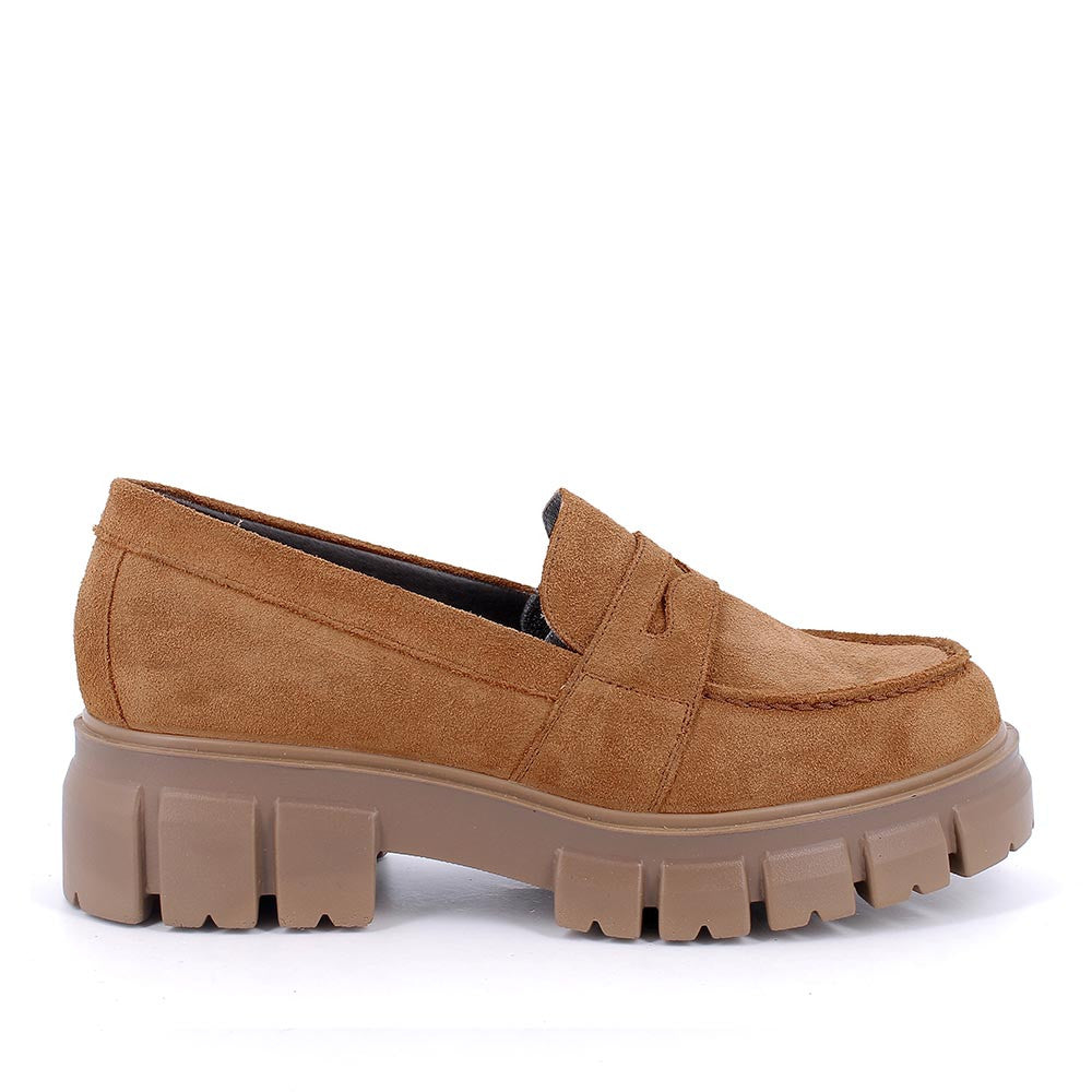 Mocassini Donna IGI&CO in Scamosciato Marrone con Tacco 5 cm
