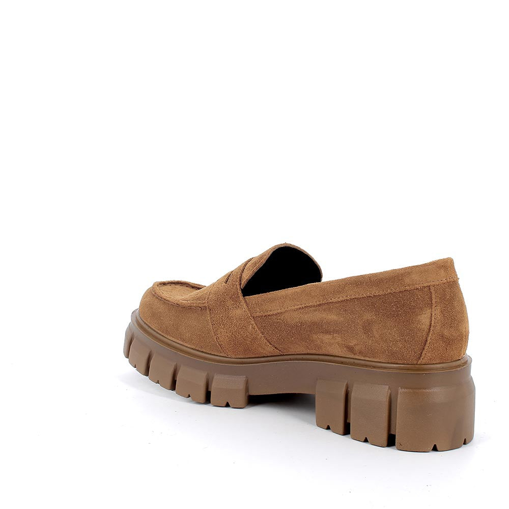 Mocassini Donna IGI&CO in Scamosciato Marrone con Tacco 5 cm