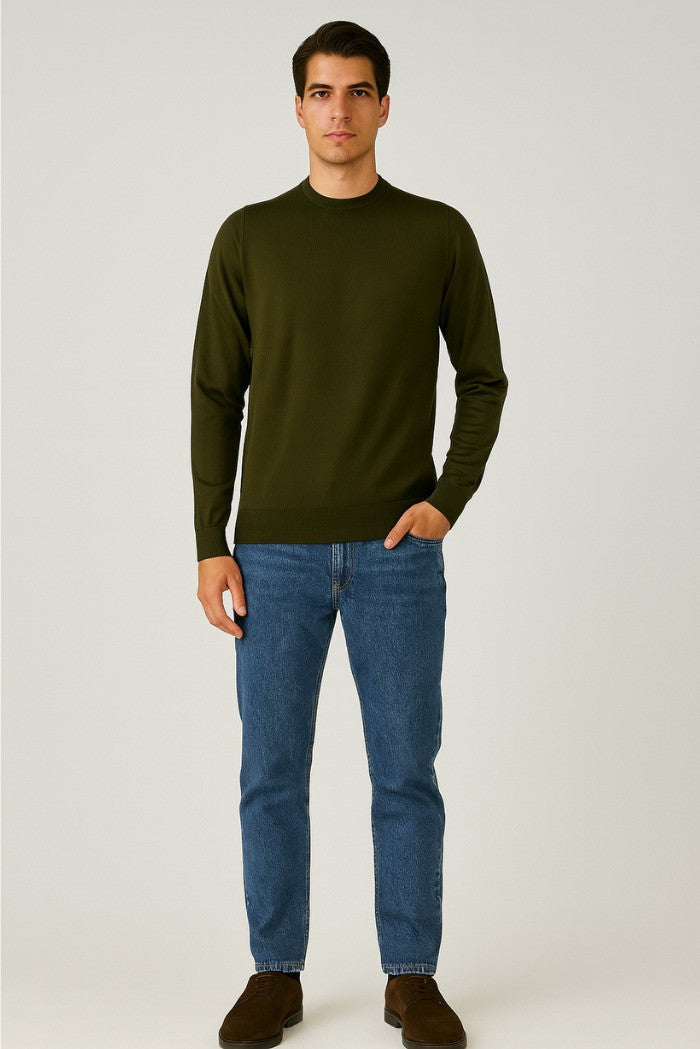 Maglia verde militare in Misto Viscosa Silk Touch