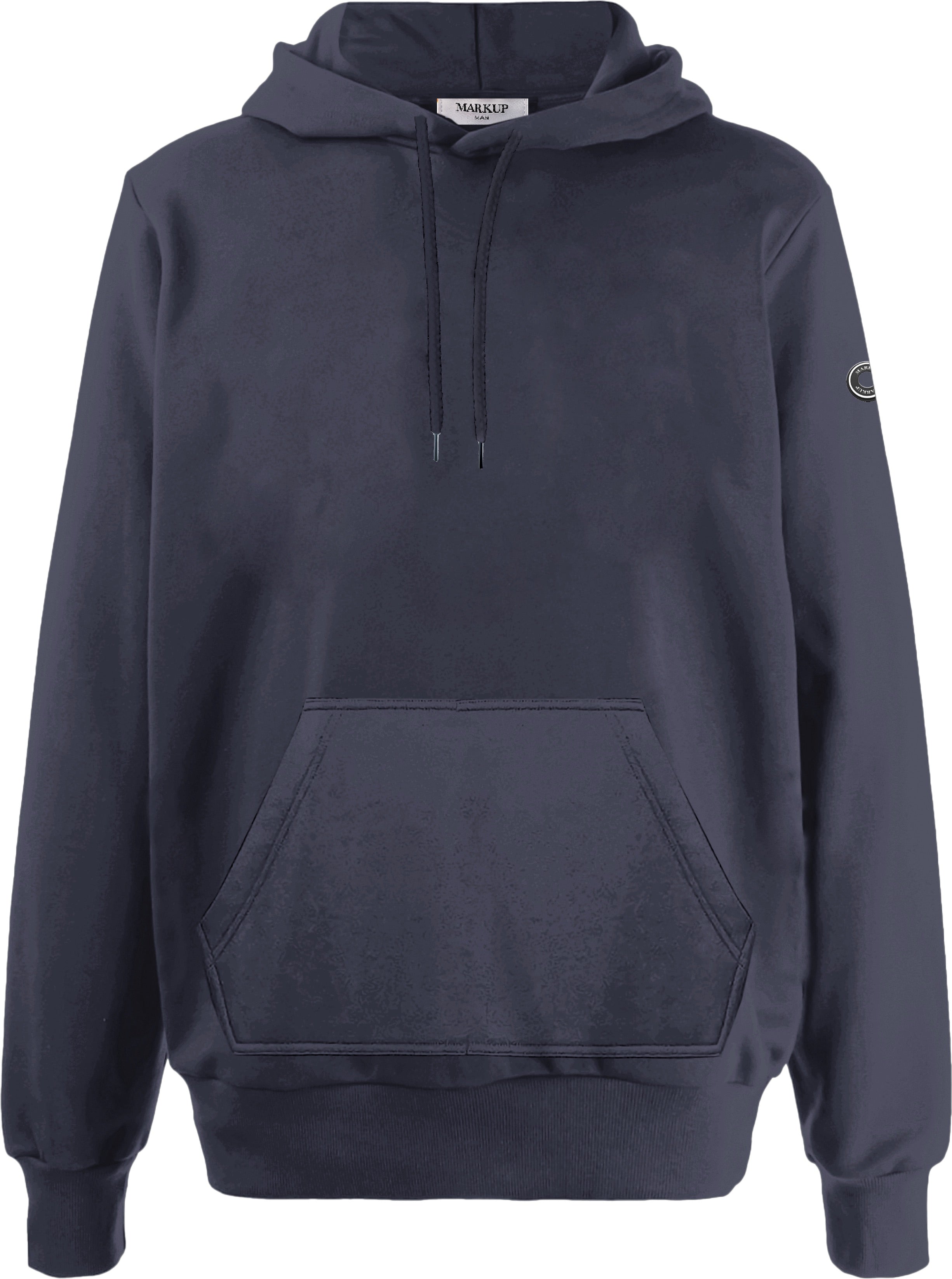 Felpa blu con cappuccio e patch gommata Markup
