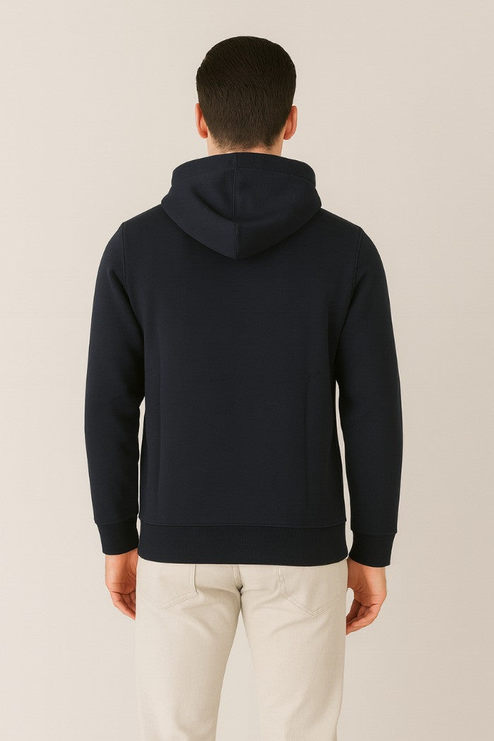 Felpa blu con cappuccio e patch gommata Markup