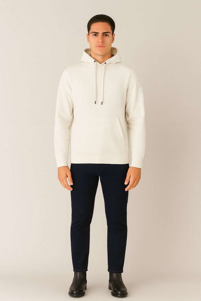 Felpa bianca con cappuccio e patch gommata Markup