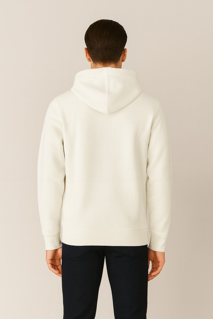 Felpa bianca con cappuccio e patch gommata Markup