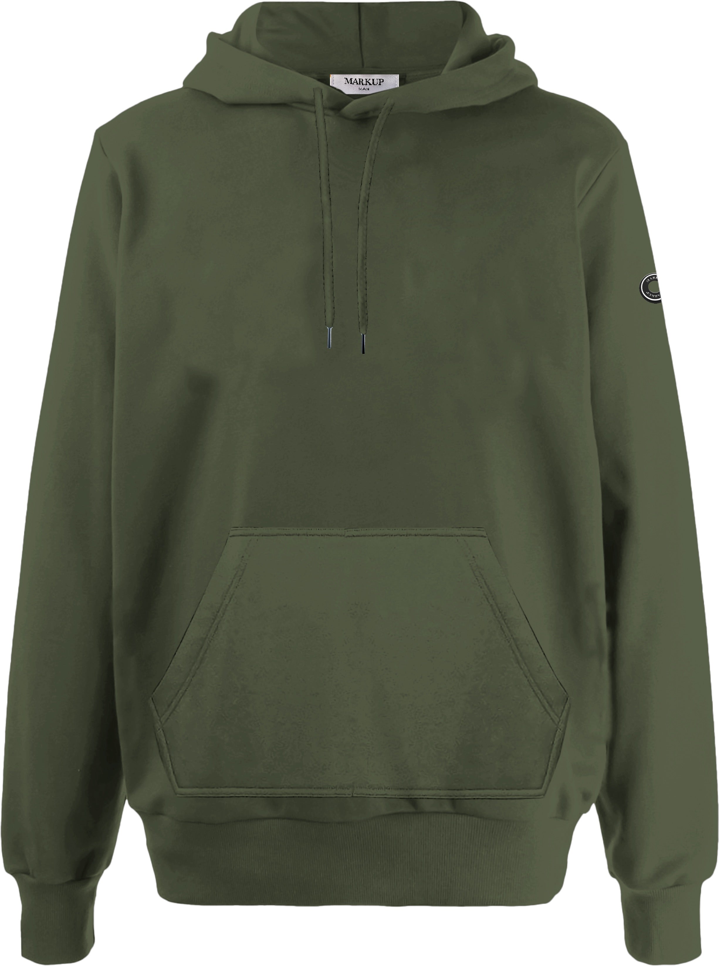 Felpa verde militare con cappuccio e patch gommata Markup