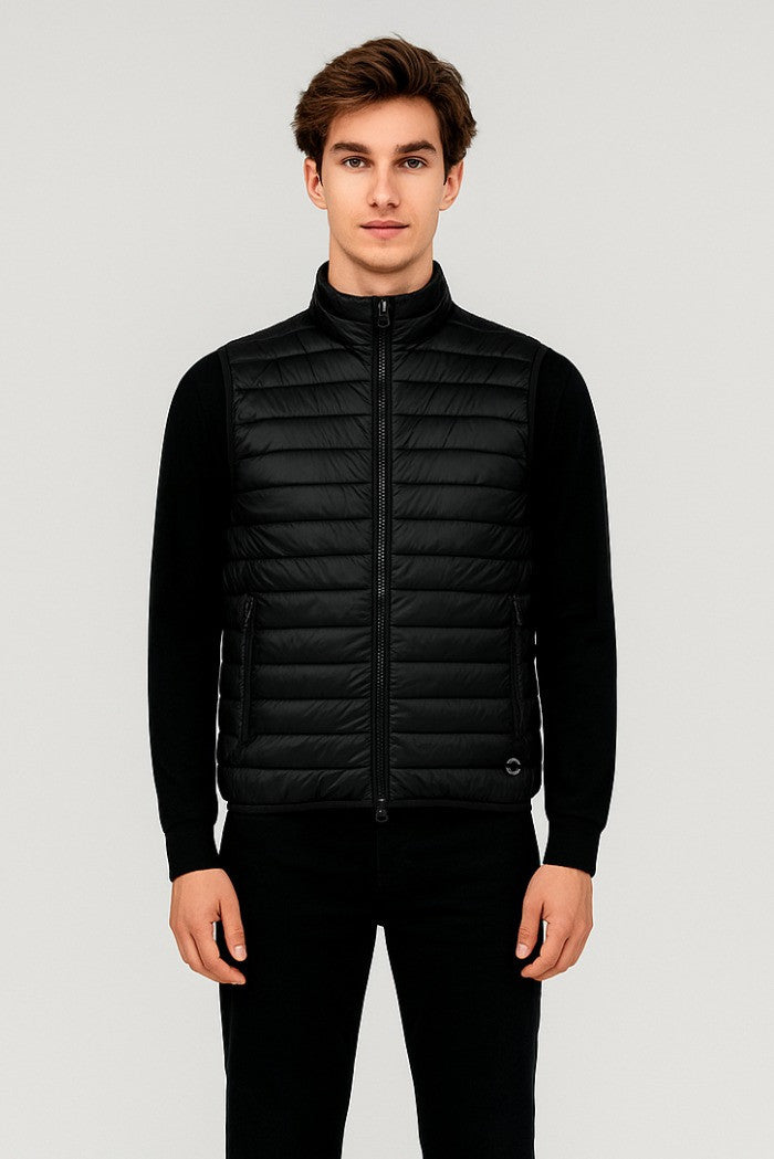 Gilet trapuntato in nylon leggero nero