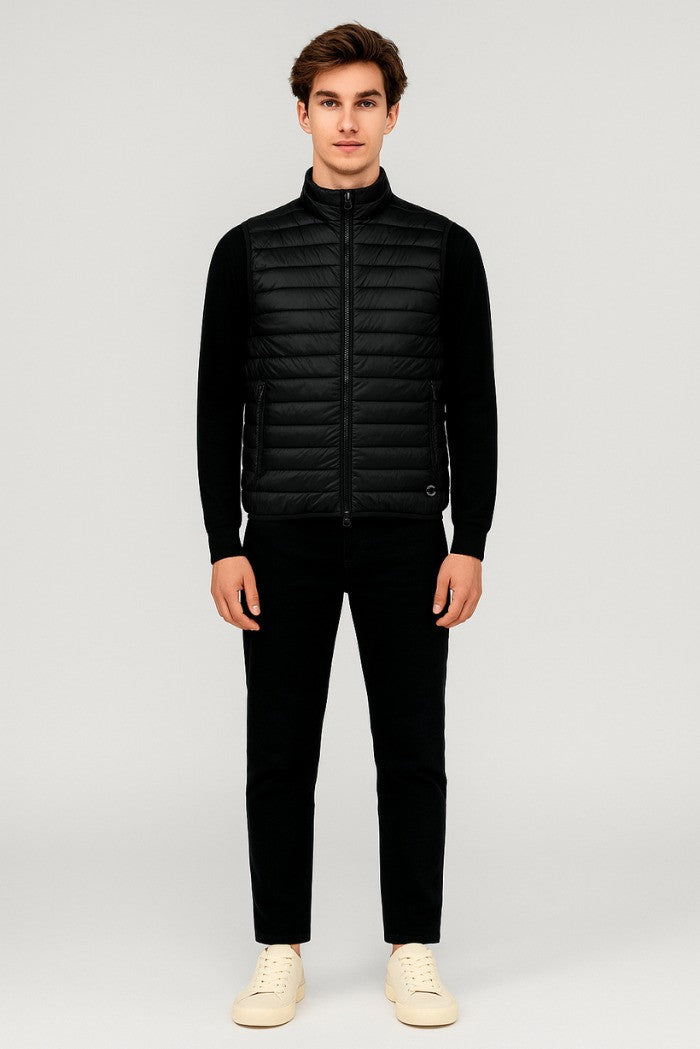 Gilet trapuntato in nylon leggero nero