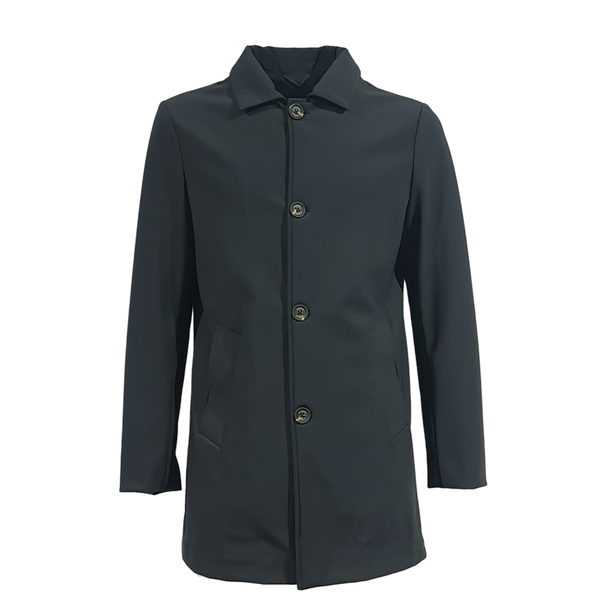 Cappotto blu con chiusura con bottoni