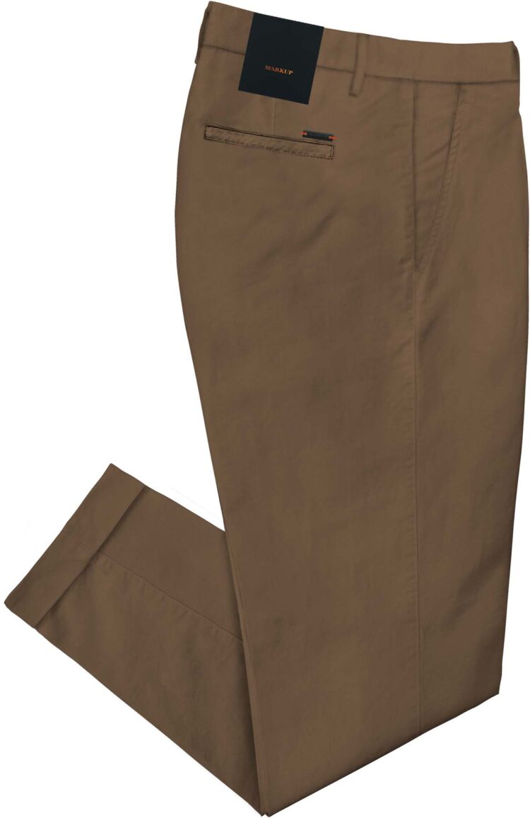 Pantaloni Cropped Carrot Cammello in Punto Milano con Vita Media