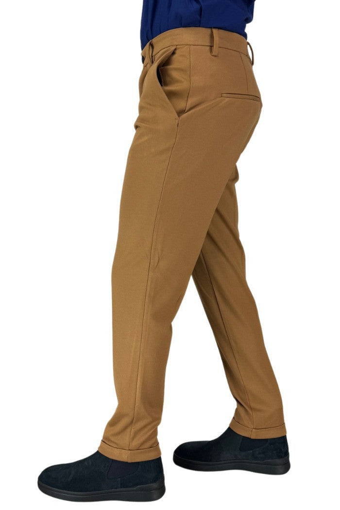 Pantaloni Cropped Carrot Cammello in Punto Milano con Vita Media