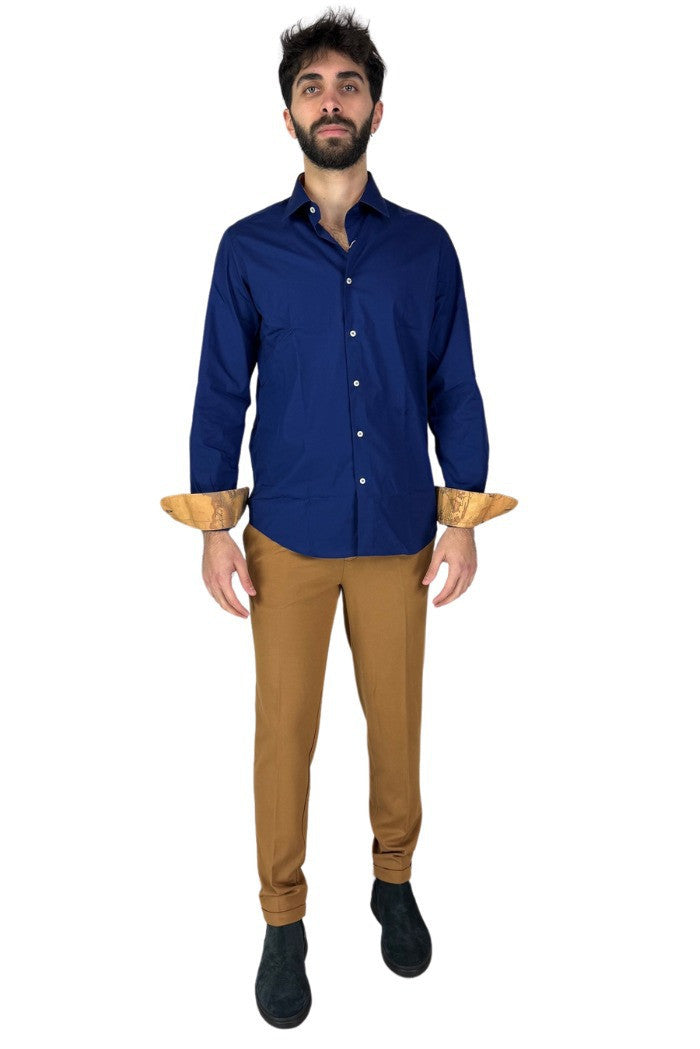 Pantaloni Cropped Carrot Cammello in Punto Milano con Vita Media