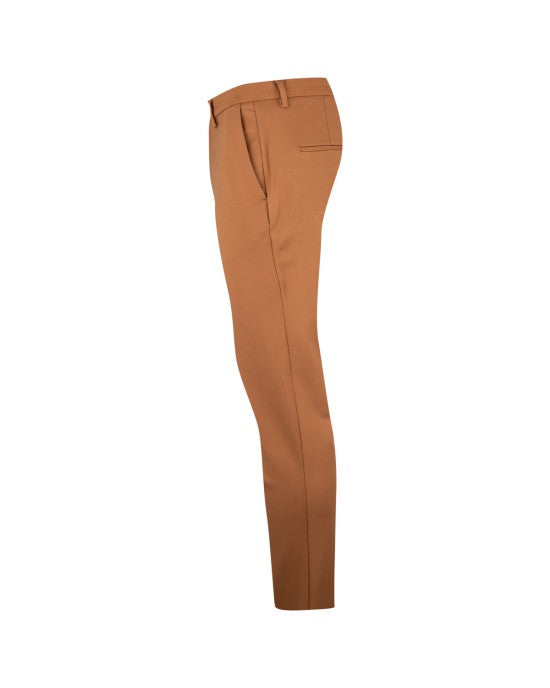 Pantaloni Cropped Carrot Cammello in Punto Milano con Vita Media