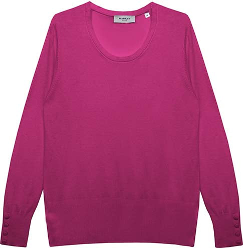 Maglia Ciclamino da Donna con Scollo Tondo e Bottoni ai Polsi
