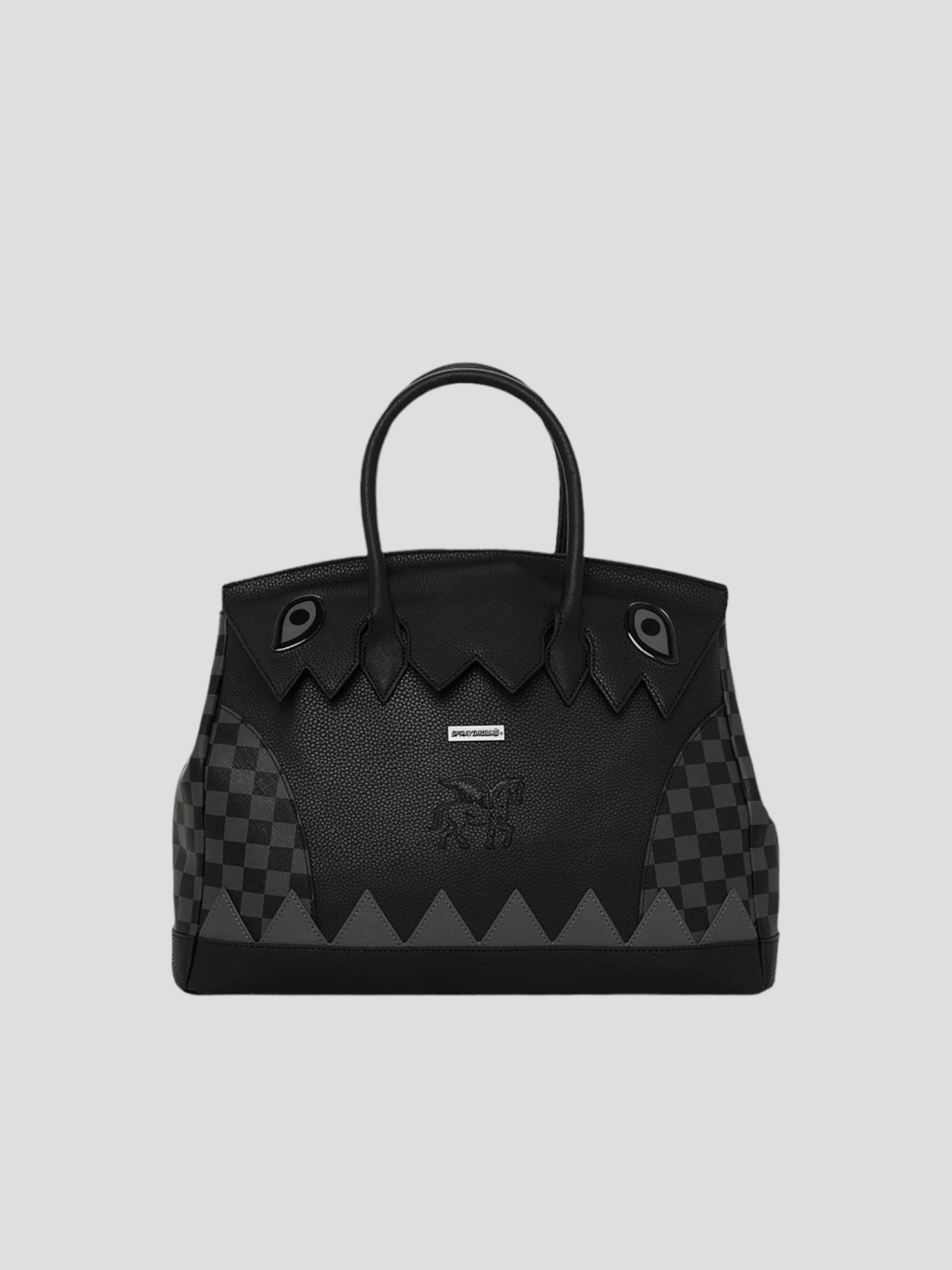 Borsa "Phantom Handbag" Nera con Motivo Shark Checkered