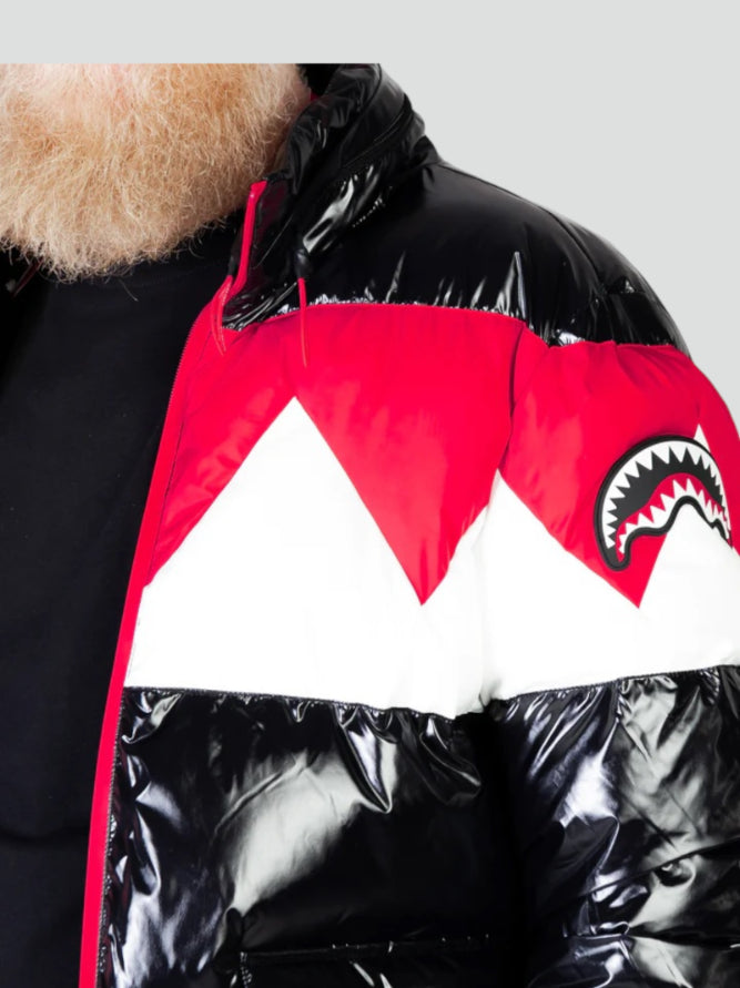 Piumino "Shark Down" Nero con Fantasia Denti Rosso/Bianco