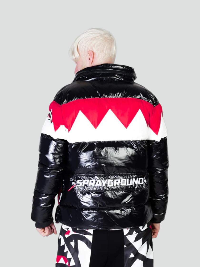 Piumino "Shark Down" Nero con Fantasia Denti Rosso/Bianco
