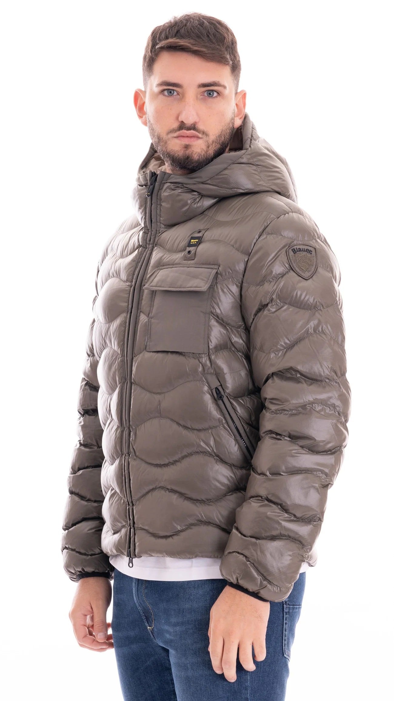 Piumino "Bryant" Color Pigna con Interno Beige e Taschino sul Petto