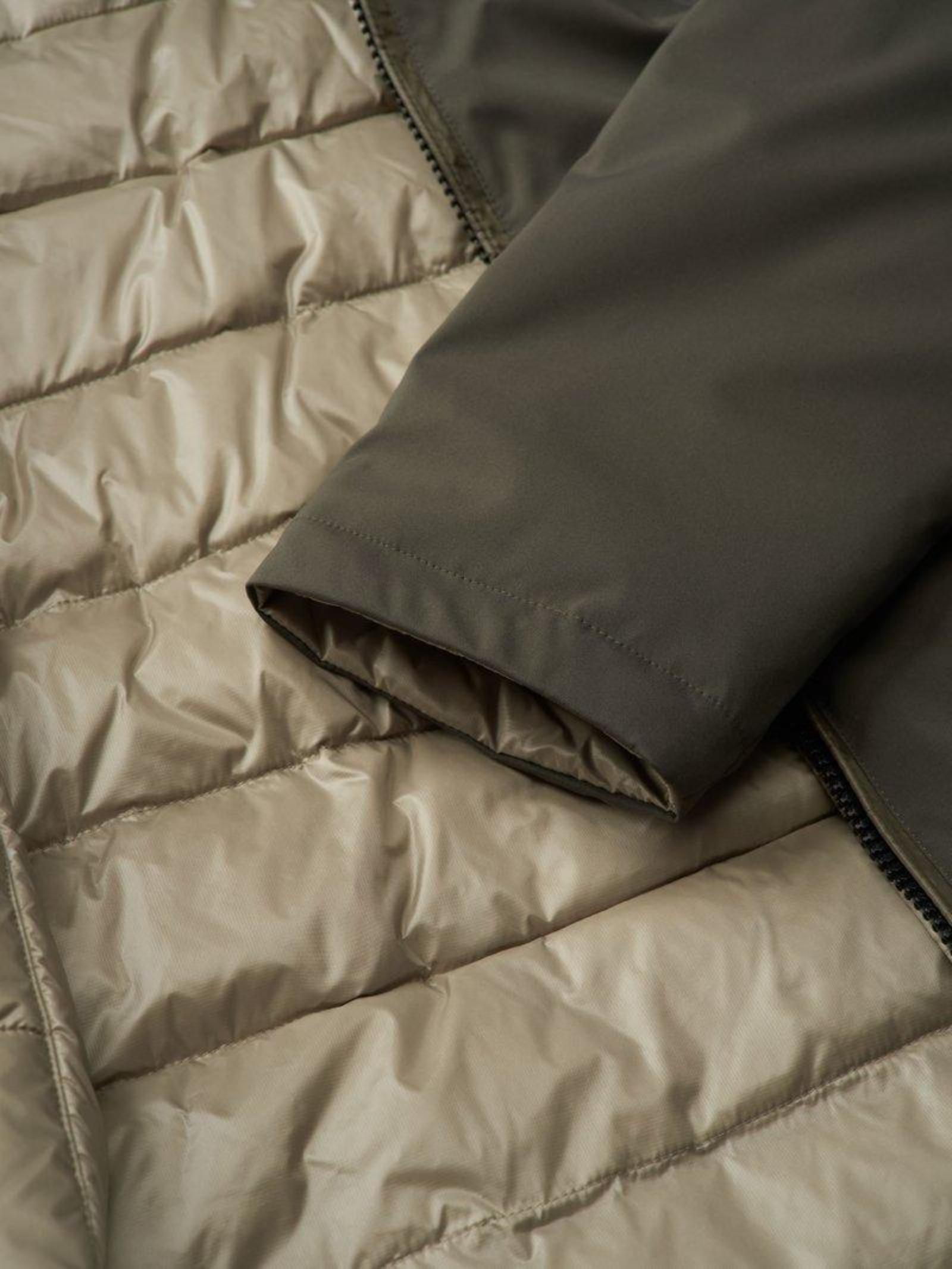 Piumino Reversibile Verde "Ballard" in Nylon Lucido e Neoprene