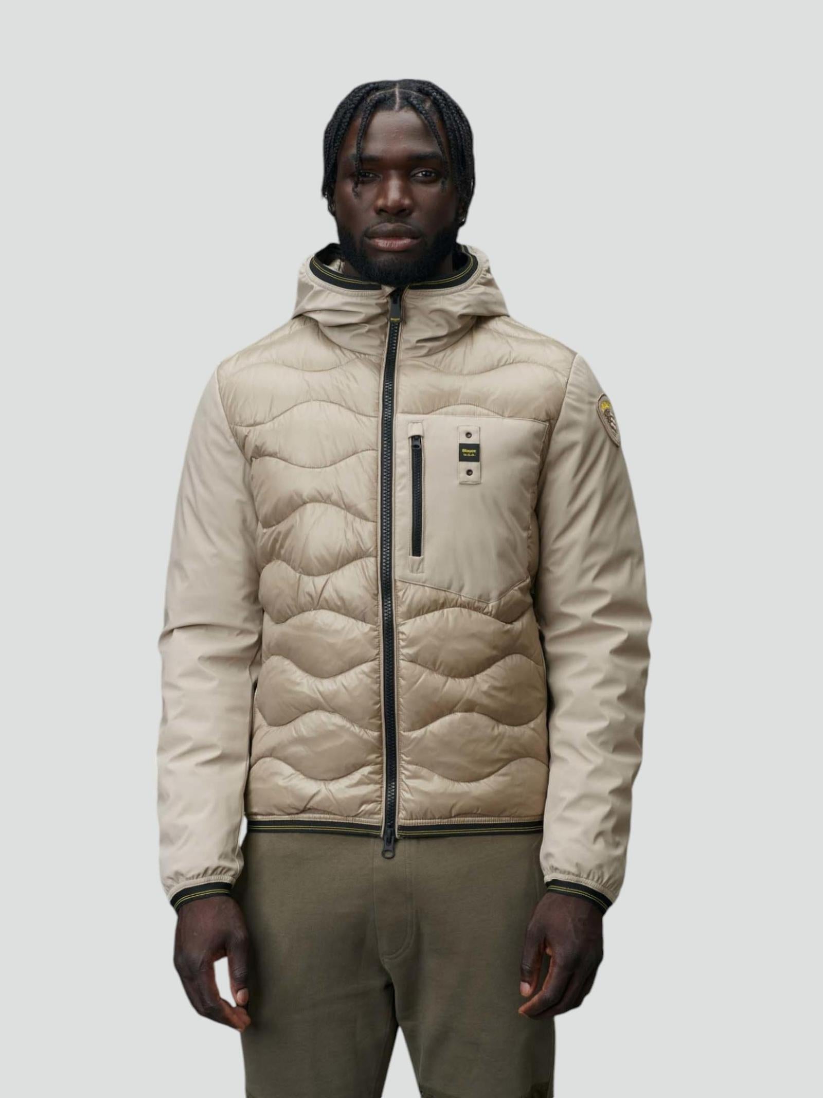 Piumino Beige "Albert" con Imbottitura Mista e Maniche in Neoprene