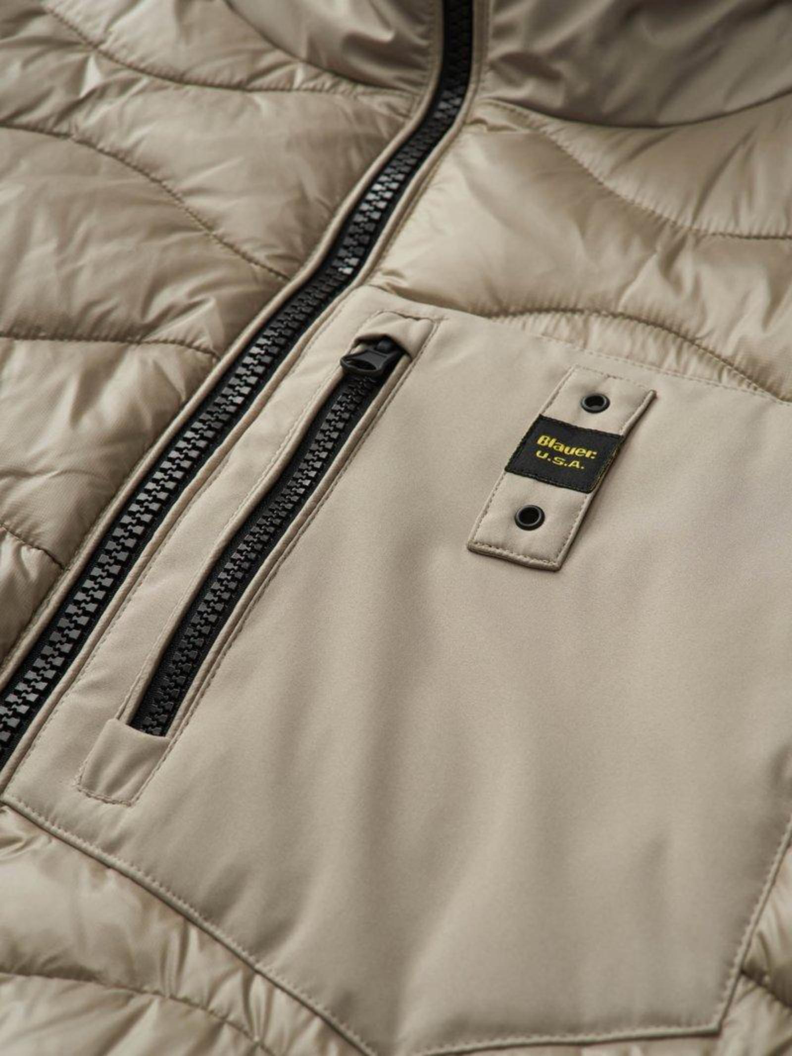 Piumino Beige "Albert" con Imbottitura Mista e Maniche in Neoprene
